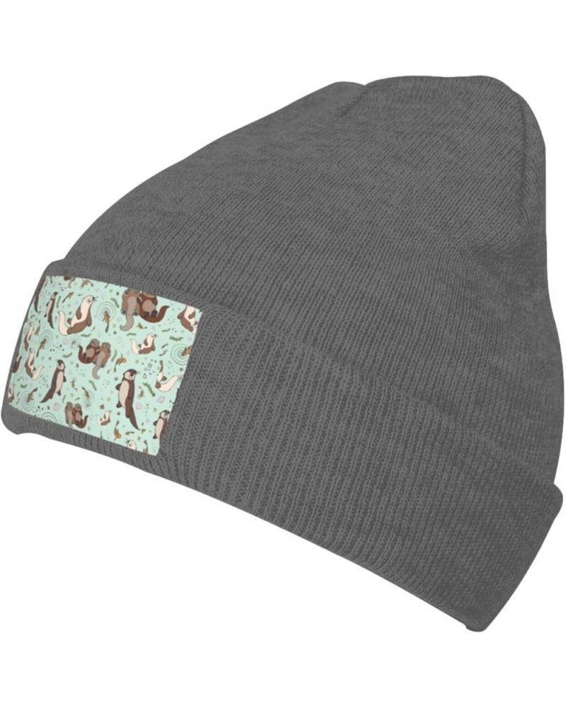 Otters Print Slouchy Beanie for Men Women Hip-Hop Soft Lightweight Running Beanie Adult Hats Deep Heather $10.07 Skullies & B...