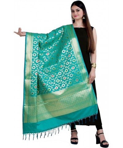 Banarasi Dupatta for Women,Shawl Scarf Wrap Chunni (DP-276) Turquoise-279 $26.99 Scarves