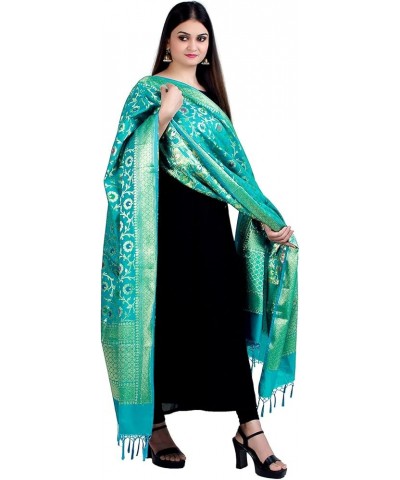 Banarasi Dupatta for Women,Shawl Scarf Wrap Chunni (DP-276) Turquoise-279 $26.99 Scarves