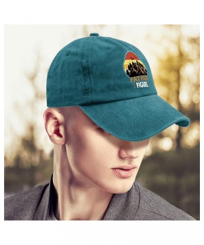 Father Figure Camping Hats for Men Baseball Caps Funny Washed Running hat Cotton Cyan Blue $9.16 Baseball Caps