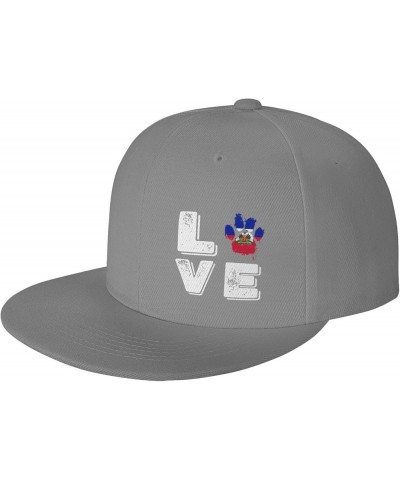 Snapback Baseball Cap Love Paw Haiti Flag Classic Gray $12.38 Baseball Caps