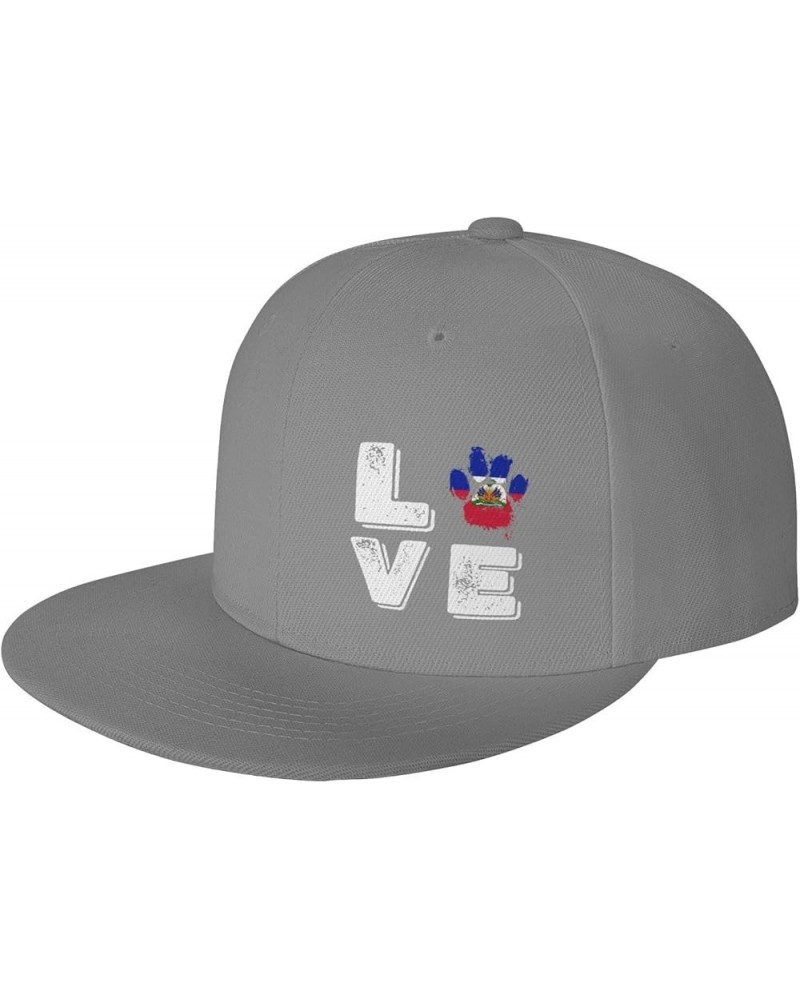 Snapback Baseball Cap Love Paw Haiti Flag Classic Gray $12.38 Baseball Caps