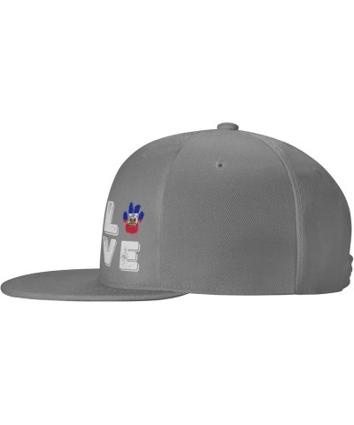 Snapback Baseball Cap Love Paw Haiti Flag Classic Gray $12.38 Baseball Caps