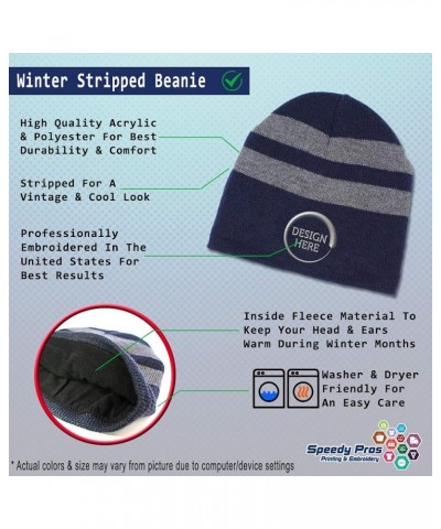 Custom Striped Beanie for Men & Women Lifeguard Acrylic Fleece Skull Cap Hats 1 Size Navy Personalized Text Here $11.61 Skull...