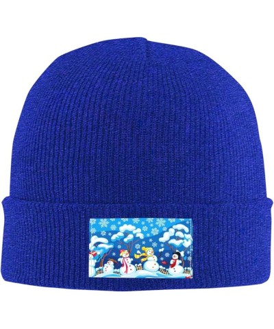 Winter Snowman Print Beanie Hat Adult Skull Cap Warm Slouchy Knit Skull Cap Headwear Gift for Men Women Blue $12.39 Skullies ...