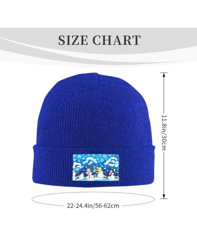 Winter Snowman Print Beanie Hat Adult Skull Cap Warm Slouchy Knit Skull Cap Headwear Gift for Men Women Blue $12.39 Skullies ...