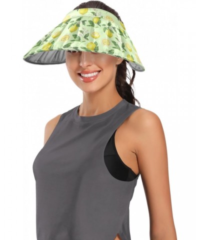 Yellow Lemon on Green Background Women Sun Visor Hat Wide Brim Roll-up Beach Hat Summer UV Protection Beach Cap for Women $9....