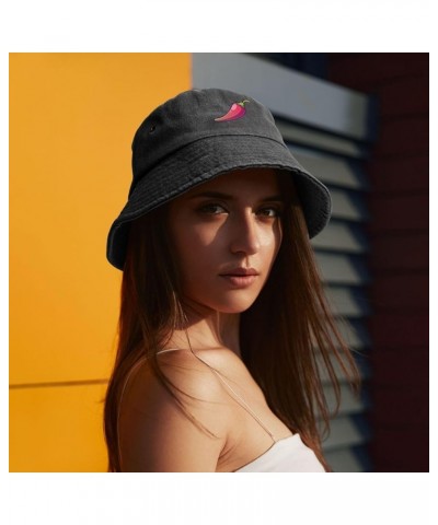 Red Pepper Bucket Hat for Women Men Summer Travel Sun Hat Outdoor Cap Funny Bucket Hats Black $14.73 Bucket Hats