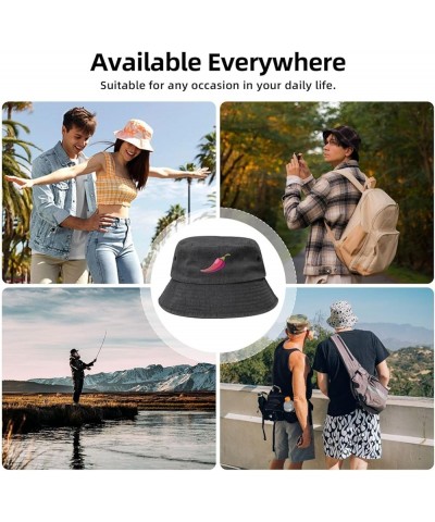 Red Pepper Bucket Hat for Women Men Summer Travel Sun Hat Outdoor Cap Funny Bucket Hats Black $14.73 Bucket Hats