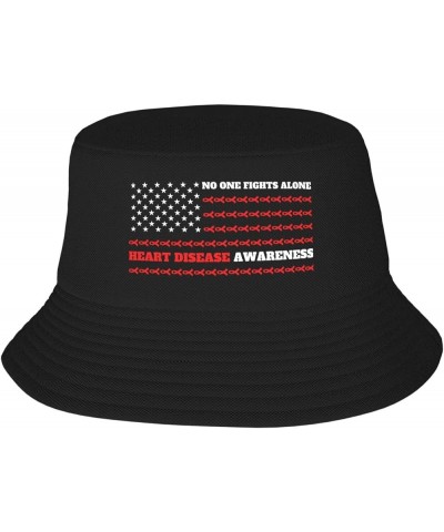 Sarcoma Cancer Awareness Bucket Hat for Men Women Summer Beach Hat Fishing Cap Sun Hats Black American Flag Fight Heart Disea...