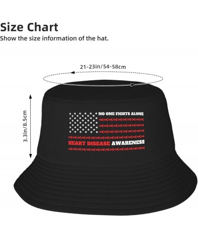 Sarcoma Cancer Awareness Bucket Hat for Men Women Summer Beach Hat Fishing Cap Sun Hats Black American Flag Fight Heart Disea...