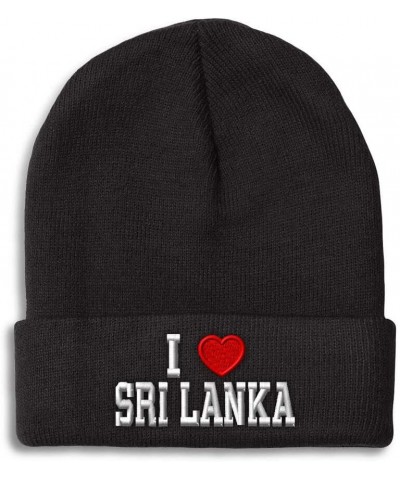 New Beanies for Men I Love Sri Lanka I Love Winter Hats for Women Acrylic Skull Cap Black $19.85 Baseball Caps