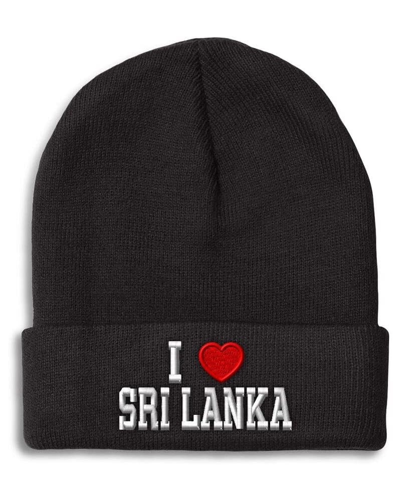 New Beanies for Men I Love Sri Lanka I Love Winter Hats for Women Acrylic Skull Cap Black $19.85 Baseball Caps