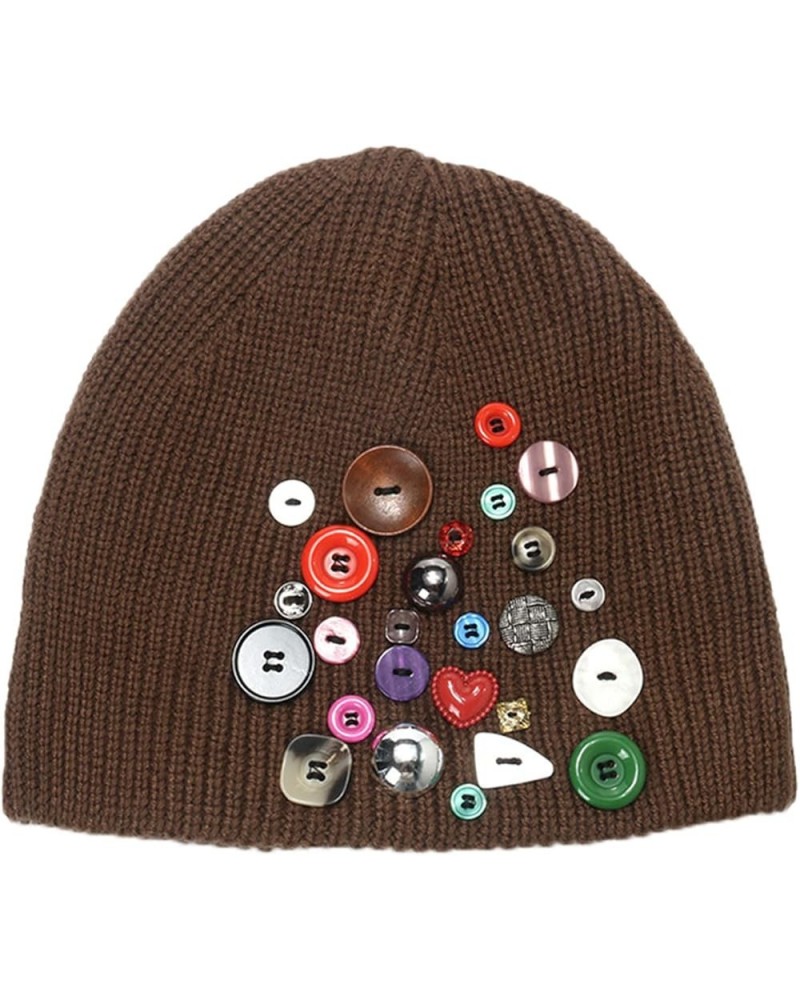 Men and Women Outdoor Knitted Warm Hat Colorful Buttons Fashion Knitted Hat Autumn and Winter Hat French for Men D $11.39 Sku...