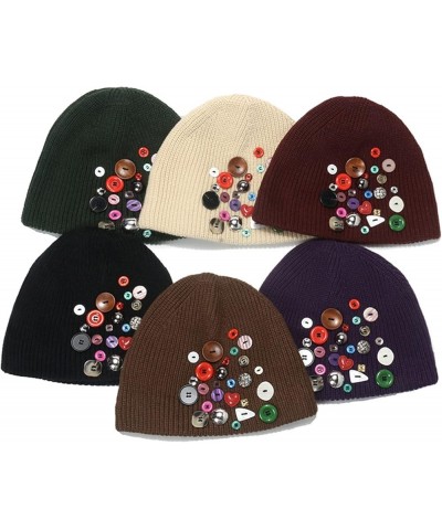 Men and Women Outdoor Knitted Warm Hat Colorful Buttons Fashion Knitted Hat Autumn and Winter Hat French for Men D $11.39 Sku...