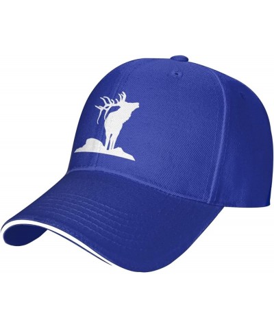 Elk Adjustable Sandwich Peaked Cap Outdoor Sports Baseball Cap Trucker Cap Mesh Cap Blue $11.58 Baseball Caps