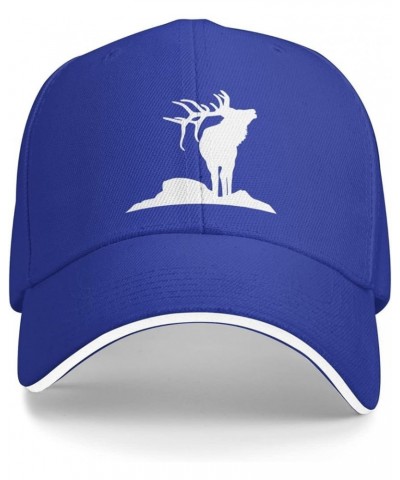 Elk Adjustable Sandwich Peaked Cap Outdoor Sports Baseball Cap Trucker Cap Mesh Cap Blue $11.58 Baseball Caps