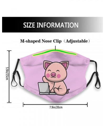 Cute Piglet Playing Laptop Face Mask Double-Sided Printing Reusable Adjustable Universal Dust Mask Unisex Masks Black $8.42 B...