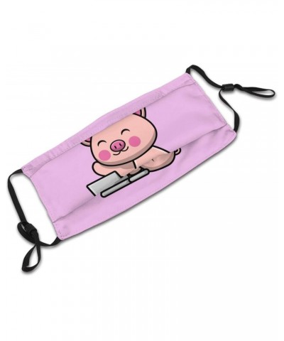 Cute Piglet Playing Laptop Face Mask Double-Sided Printing Reusable Adjustable Universal Dust Mask Unisex Masks Black $8.42 B...