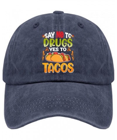 Say No to Drugs Say Yes to Tacos Caps Trucker Cap Pigment Black Womens Baseball Caps Gifts for Men Outdoor Hats Navy Blue $11...