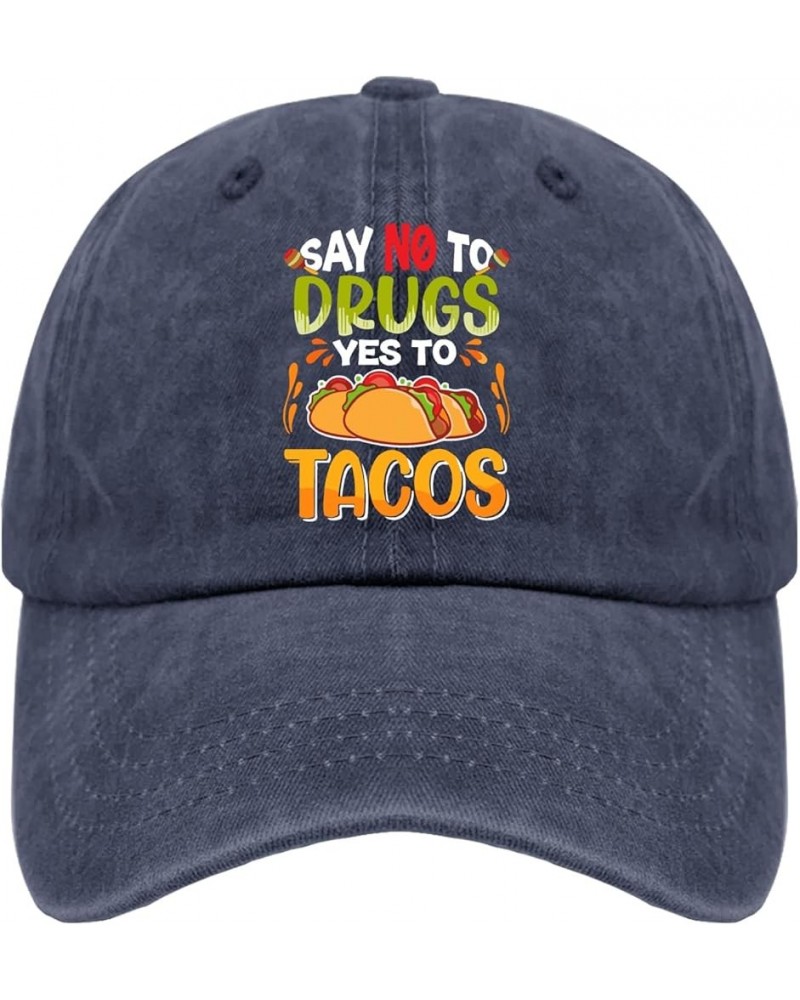 Say No to Drugs Say Yes to Tacos Caps Trucker Cap Pigment Black Womens Baseball Caps Gifts for Men Outdoor Hats Navy Blue $11...