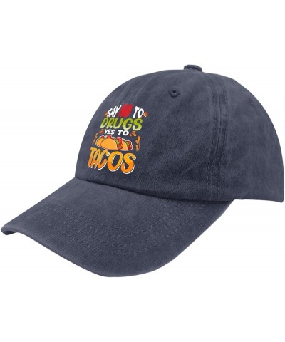 Say No to Drugs Say Yes to Tacos Caps Trucker Cap Pigment Black Womens Baseball Caps Gifts for Men Outdoor Hats Navy Blue $11...