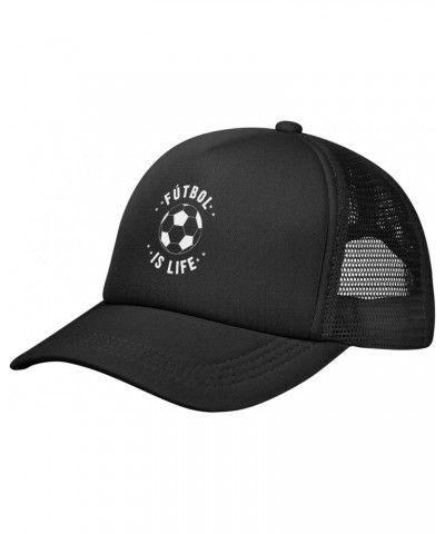 Futbol is My Life Mesh Hat Black Trucker Hats Adjustable Fashion Curved Brim Baseball Cap $11.19 Baseball Caps