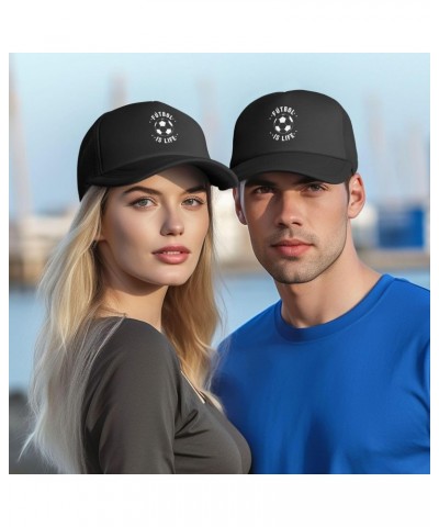 Futbol is My Life Mesh Hat Black Trucker Hats Adjustable Fashion Curved Brim Baseball Cap $11.19 Baseball Caps