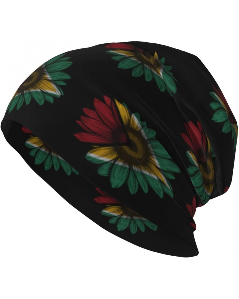 Vintage Sunflower Guyana Flag Chic Knit Beanies: Cozy Skull Caps for Winter Warmth at Home & Outdoors!3 Black $9.84 Skullies ...