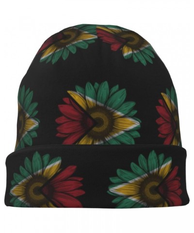 Vintage Sunflower Guyana Flag Chic Knit Beanies: Cozy Skull Caps for Winter Warmth at Home & Outdoors!3 Black $9.84 Skullies ...