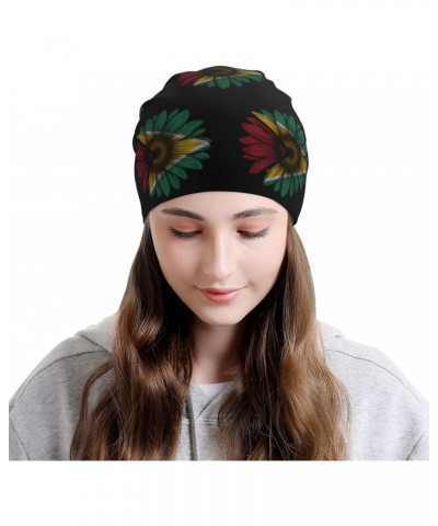 Vintage Sunflower Guyana Flag Chic Knit Beanies: Cozy Skull Caps for Winter Warmth at Home & Outdoors!3 Black $9.84 Skullies ...