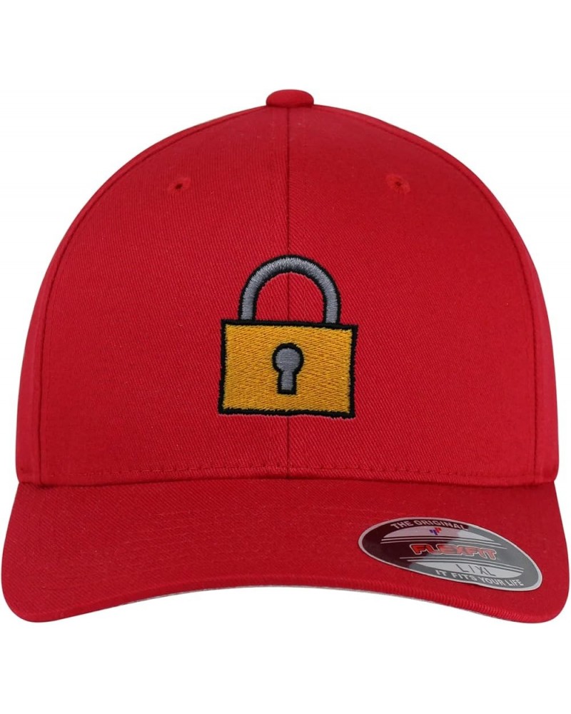 Flexfit Lock Embroidered Baseball Cap Gate Logo Red $12.29 Baseball Caps