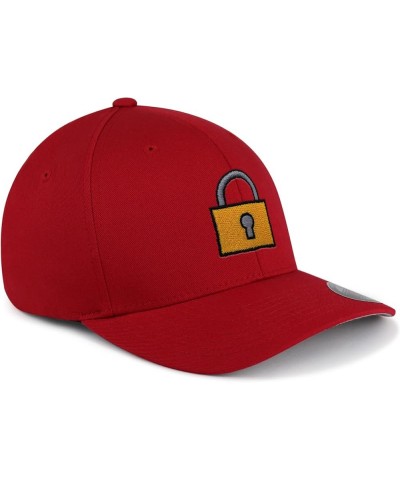 Flexfit Lock Embroidered Baseball Cap Gate Logo Red $12.29 Baseball Caps