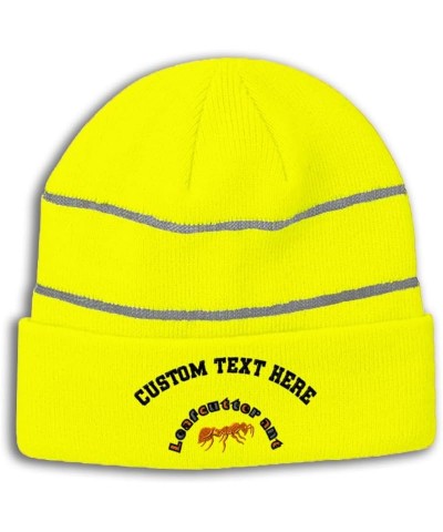 Custom Reflective Beanie Leafcutter Ant High Visibility Running Gear Skull Cap for Men & Women 1 Size Neon Yellow Personalize...