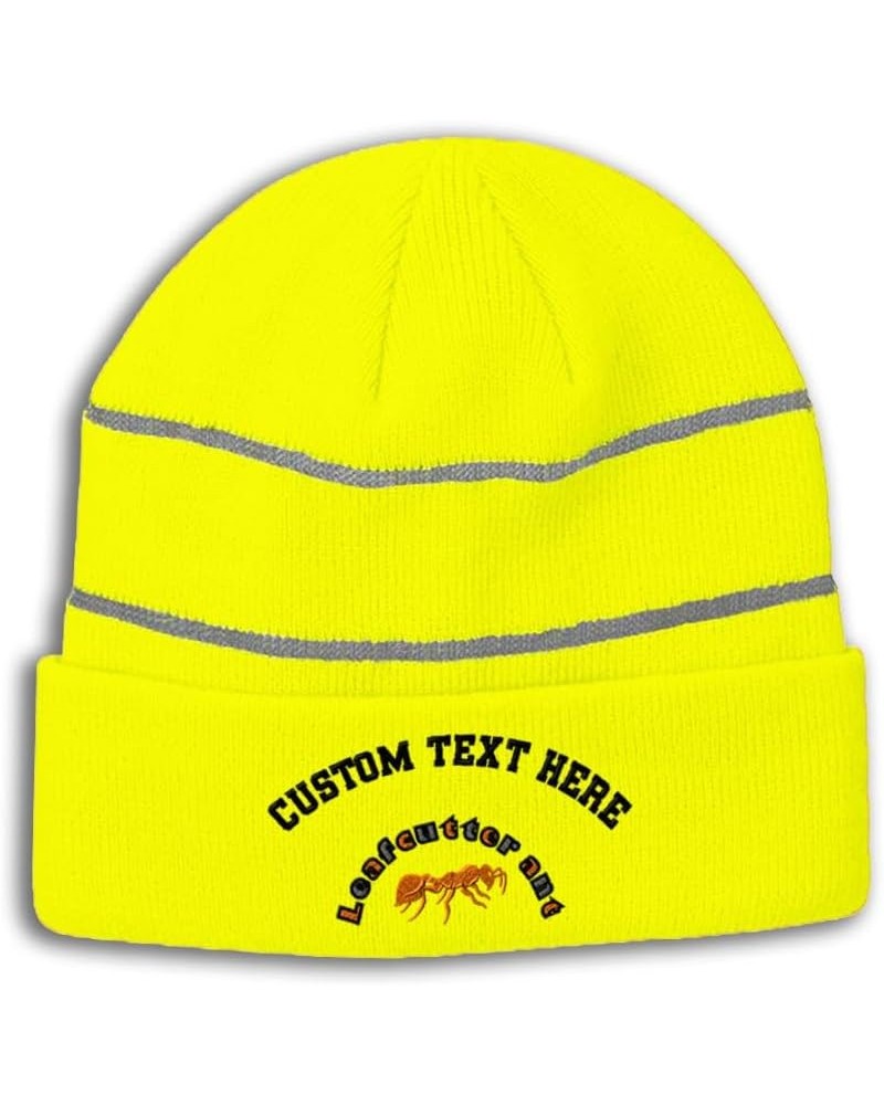 Custom Reflective Beanie Leafcutter Ant High Visibility Running Gear Skull Cap for Men & Women 1 Size Neon Yellow Personalize...