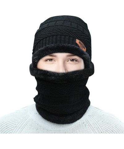 Hats for Men Women Knit Winter Hat, Striped Snow Hat Cuffed Gift, Warm Stocking Caps for Guys Black $6.61 Skullies & Beanies