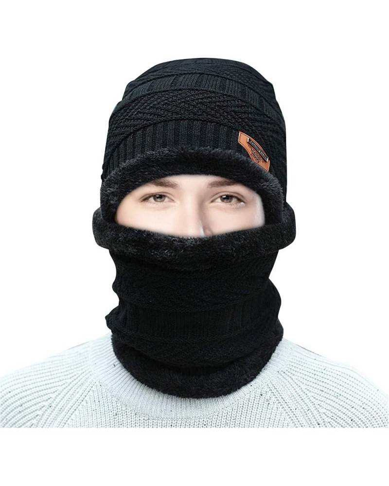 Hats for Men Women Knit Winter Hat, Striped Snow Hat Cuffed Gift, Warm Stocking Caps for Guys Black $6.61 Skullies & Beanies