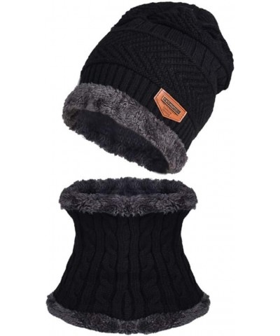 Hats for Men Women Knit Winter Hat, Striped Snow Hat Cuffed Gift, Warm Stocking Caps for Guys Black $6.61 Skullies & Beanies