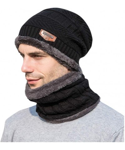 Hats for Men Women Knit Winter Hat, Striped Snow Hat Cuffed Gift, Warm Stocking Caps for Guys Black $6.61 Skullies & Beanies