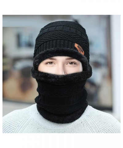 Hats for Men Women Knit Winter Hat, Striped Snow Hat Cuffed Gift, Warm Stocking Caps for Guys Black $6.61 Skullies & Beanies