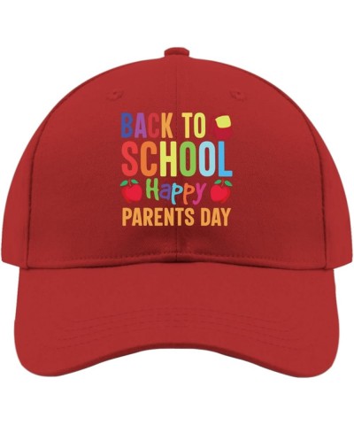 Sun hat School Back to School Happy Parents Day Black hat mesh hat Gifts for Him Cycling Caps Red $9.67 Sun Hats