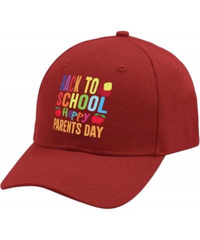 Sun hat School Back to School Happy Parents Day Black hat mesh hat Gifts for Him Cycling Caps Red $9.67 Sun Hats