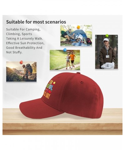 Sun hat School Back to School Happy Parents Day Black hat mesh hat Gifts for Him Cycling Caps Red $9.67 Sun Hats