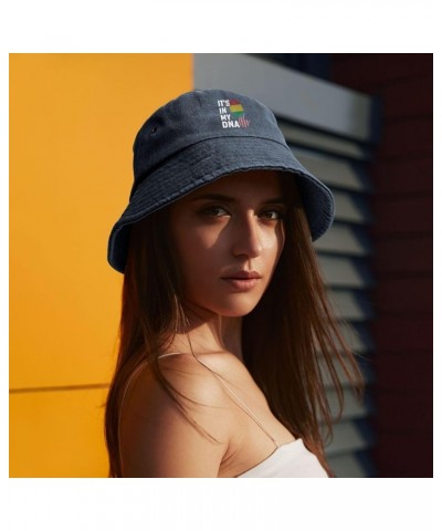 Guinea It's in My DNA Bucket Hat for Men Women Outdoor Washed Cotton Sun Hats Travel Beach Hat Navy Blue $11.48 Bucket Hats