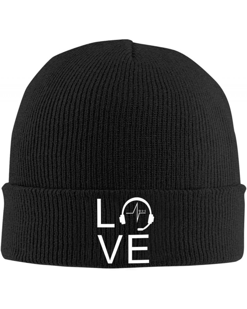 Love 911 Police Chat Operator Dispatcher Unisex Adult Knit Beanie Knitted Hat Black $11.08 Skullies & Beanies