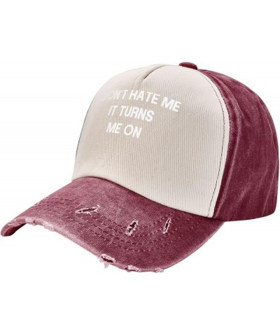 Unisex 100% Washed Cotton Baseball Hats Adjustable Don't Hate Me It Turns Me On Dad Hat Low Profile Trucker Cap Dark Red $10....