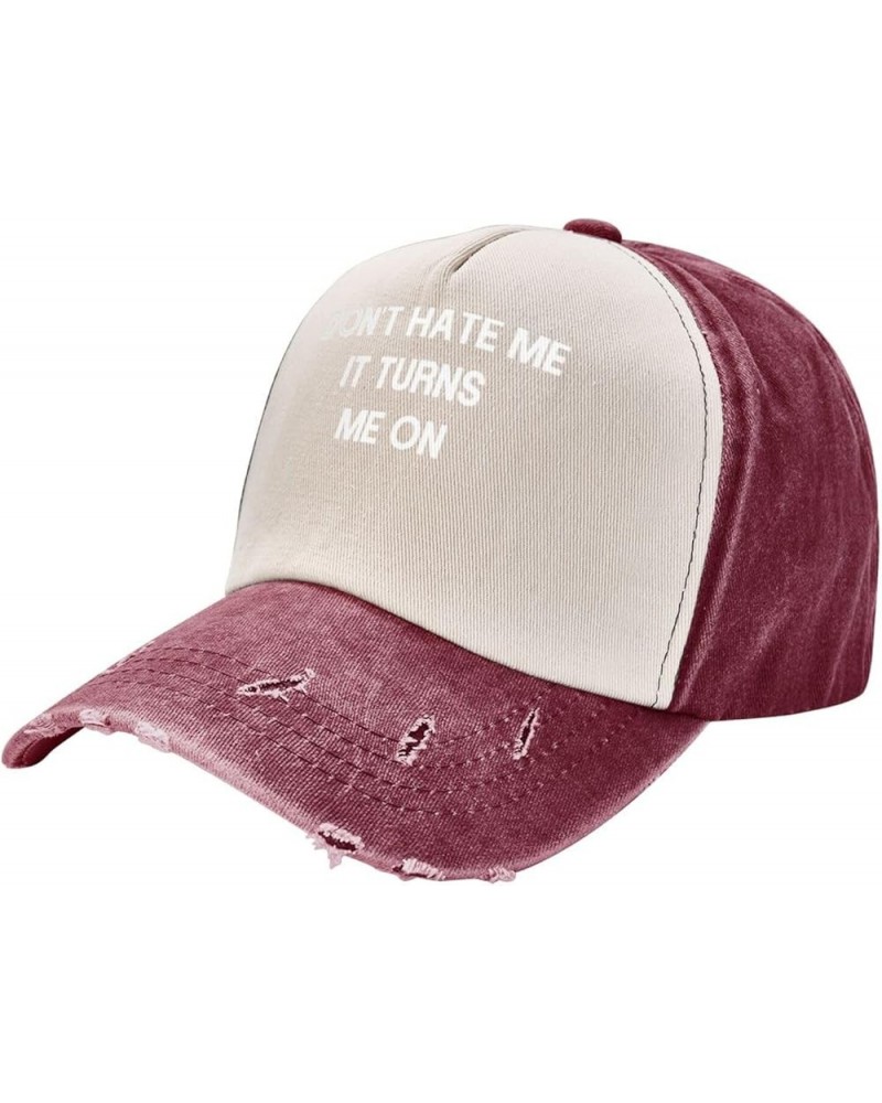 Unisex 100% Washed Cotton Baseball Hats Adjustable Don't Hate Me It Turns Me On Dad Hat Low Profile Trucker Cap Dark Red $10....