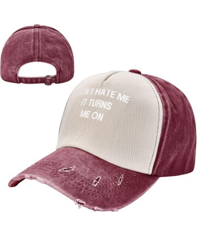 Unisex 100% Washed Cotton Baseball Hats Adjustable Don't Hate Me It Turns Me On Dad Hat Low Profile Trucker Cap Dark Red $10....