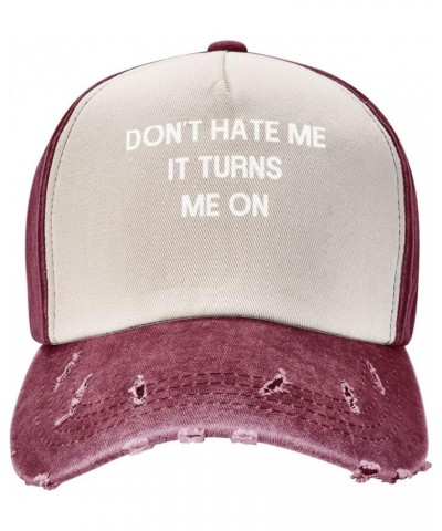 Unisex 100% Washed Cotton Baseball Hats Adjustable Don't Hate Me It Turns Me On Dad Hat Low Profile Trucker Cap Dark Red $10....