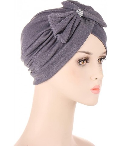 Ethnic Turban Wrap Headwear Bowknot Turban Head Hat Cancer Bohemian Braid Hair Cap Cap Blue Steel Headband Blue $7.37 Skullie...